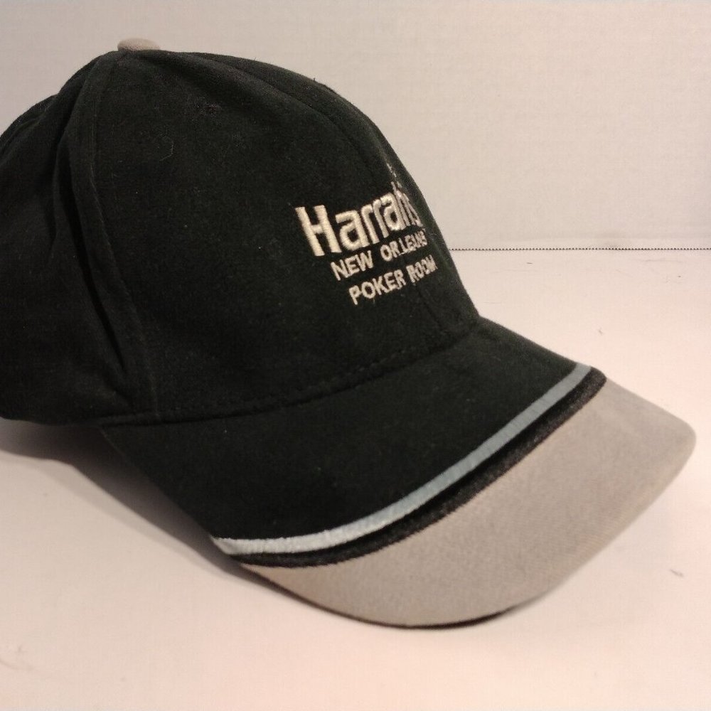 Harrahs Casino New Orleans Louisiana Poker Room Hat Black Buckle Strapback Cap